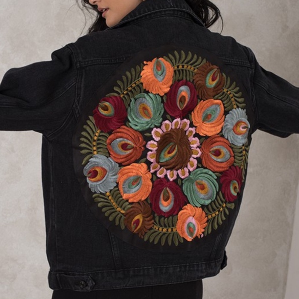 5 Star Rated New Bohemian Embroidered Denim Jean Jacket - Picture 8 of 17